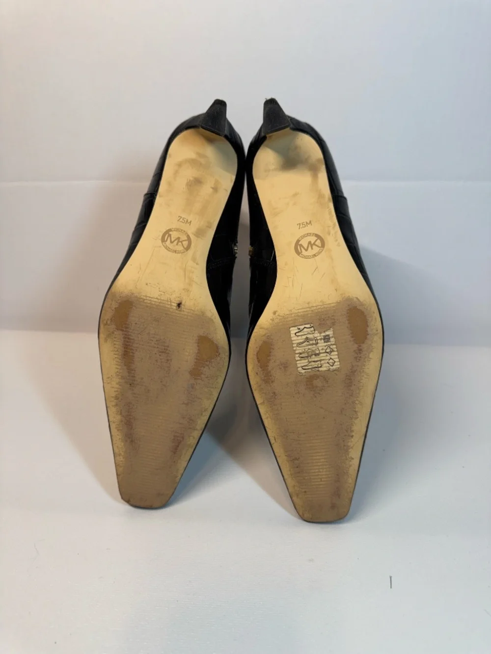 MICHAEL Michael Kors Black Croc Leather Square Toe Boots 7.5